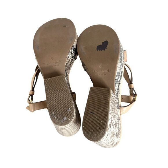 Kate Spade New York Womens Wedge Sandals Beige Snake Print Platform Size 7.5 M - Picture 5 of 6